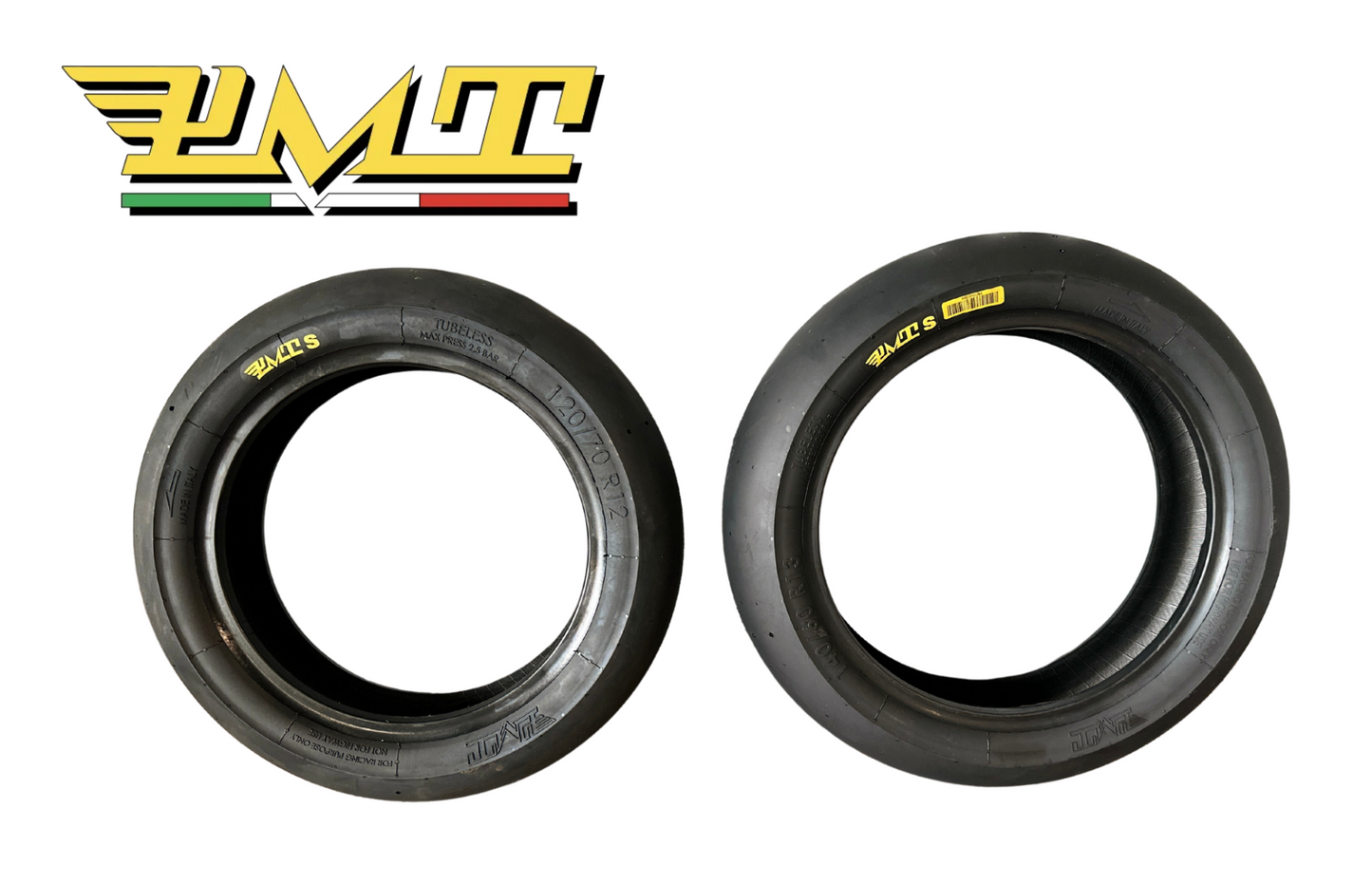 Pacchetto Pneumatici Italjet Dragster PMT Racing: Anteriore 120/70R12 + Posteriore 140/60R13 Soft Slick